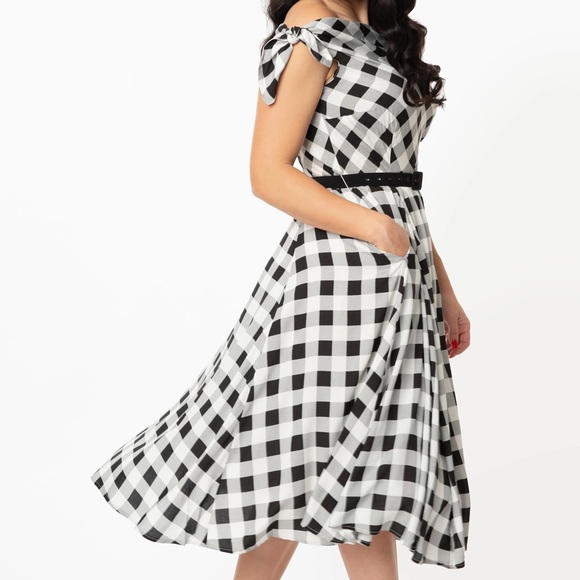 Gingham midi swing dress - Picture 5 of 7